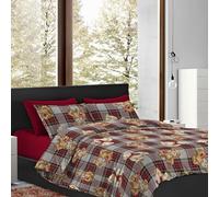 IlGruppone Copripiumino Matrimoniale No Stiro Sacco e Federe Effetto Raso Parure Microfibra Morbida Anallergica Mano Pesca - Peluchic - Matrimoniale