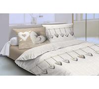 IlGruppone Copripiumino parure Sacco e Federa Cuori 100% Cotone Singolo Matrimoniale - Beige - 2 Piazze