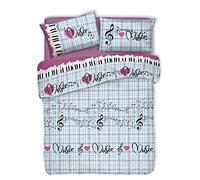 IlGruppone Copripiumino parure Sacco e Federa Linea Musica 100% Cotone Singolo Matrimoniale - Rosa - Singolo