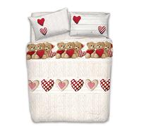 IlGruppone Copripiumino parure Sacco e Federa Orsetti 100% Cotone Singolo Matrimoniale - Rosso - 2 Piazze