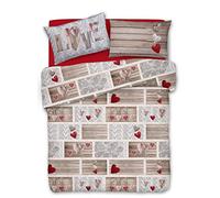 IlGruppone Copripiumino parure Sacco e Federa Shabby 100% Cotone Singolo Matrimoniale - Rosso - 2 Piazze