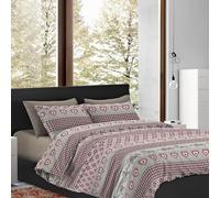 IlGruppone Copripiumino Raso Matrimoniale in Microfibra Anallergica e Morbida, Set di Biancheria da Letto - Parure Sacco Matrimoniale e 2 Federe - Effetto NO STIRO Mano Pesca - Shabby Cottage