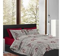 IlGruppone Copripiumino Raso Matrimoniale in Microfibra Anallergica e Morbida, Set di Biancheria da Letto - Parure Sacco Matrimoniale e 2 Federe - Effetto NO STIRO Mano Pesca - Bear