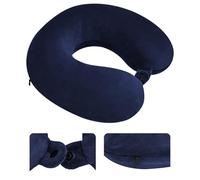 IlGruppone Cuscino da Viaggio Semicircolare in Memory Foam 33x26Cm Sfoderabile Lavabile Antistress A Forma di Memoria Traspirante Igienico Colore Blu Navy Prodotto Certificato Oeko Tex
