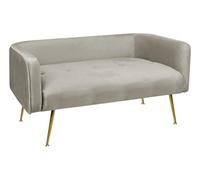 IlGruppone Divano Due Posti in Velluto Gambe in Acciaio Color Oro Divanetto 2 Persone 126x49x57 Cm Design Moderno Soggiorno Panca Pie di Letto - Tortora