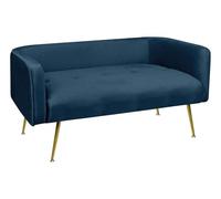 IlGruppone Divano Due Posti in Velluto Gambe in Acciaio Color Oro Divanetto 2 Persone 126x49x57 Cm Design Moderno Soggiorno Panca Pie di Letto - Petrolio