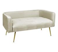 IlGruppone Divano Due Posti in Velluto Gambe in Acciaio Color Oro Divanetto 2 Persone 126x49x57 Cm Design Moderno Soggiorno Panca Pie di Letto - Beige