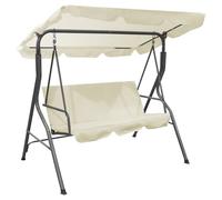 IlGruppone Dondolo da Giardino 3 Posti con Tetto Parasole Regolabile Reclinabile Impermeabile Struttura in Acciaio 173x109x157 Cm Tinta Unita Seduta Ammortizzata - Crema