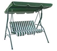 IlGruppone Dondolo da Giardino 3 Posti con Tetto Parasole Regolabile Reclinabile Impermeabile Struttura in Acciaio 173x109x157 Cm Bianco Verde Seduta Ammortizzata