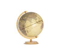 IlGruppone Mappamondo Decorativo da Tavolo - Globo Terrestre Vintage con Base in Legno e Arco Graduato Dorato, Mappa Politica ad Alta Definizione - Complemento d'Arredo Casa e Ufficio - 20.50 Cm
