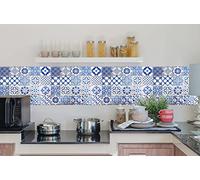 IlGruppone Paraschizzi da Parete Cucina Pannello Adesivo Prodotto Italiano con Inchiostro Atossico Ignifugo e Resistente all'Acqua - ParaschizziSantorini - 50x220cm