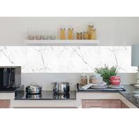 IlGruppone Paraschizzi da Parete Cucina Pannello Adesivo Prodotto Italiano con Inchiostro Atossico Ignifugo e Resistente all'Acqua - MarmoreiBianco - 50x140cm