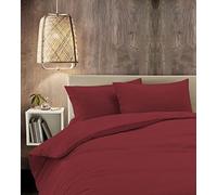 IlGruppone Parure Copripiumino Due piazze 100% Raso di Cotone Sacco e Federa Matrimoniale - Bordeaux