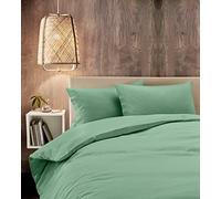 IlGruppone Parure Copripiumino Due piazze 100% Raso di Cotone Sacco e Federa Matrimoniale - Verde Salvia
