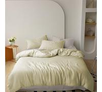 IlGruppone Parure Copripiumino Matrimoniale in Raso di Cotone Lucido Tinta Unita Sacco E Federe Lussuoso Elegante Due Piazze Set Letto - Crema - Matrimoniale