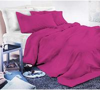 IlGruppone Parure Copripiumino Tinta Unita Matrimoniale Sacco e federe con Trattamento Mano Pesca - Fucsia - 2 piazze