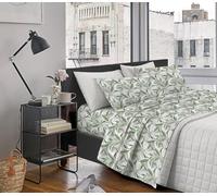 IlGruppone Passione Casa Completo Letto Lenzuola Matrimoniale,100% Cotone, Set letto, Lenzuolo Sopra, Sotto e Federe 2 Piazze - Fiorellini blu (Tropical Verde)