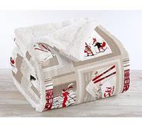 IlGruppone Passione Casa Coperta Plaid in Pile Sherpa Invernale, Morbida e Calda, Pelosa in Finta Pelliccia Singola Matrimoniale Doppio Lato - Sciare - Due piazze 200x230