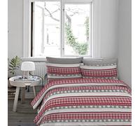IlGruppone Passione Casa Copripiumino in Flanella Felpato Prodotto Italiano 100% Cotone di Flanella Sacco e Federe - Singolo - Beige (Matrimoniale, Shabby rosso)