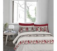 IlGruppone Passione Casa Copripiumino in Flanella Felpato Prodotto Italiano 100% Cotone di Flanella Sacco e Federe - Singolo - Beige (Matrimoniale, Gnomo rosso)