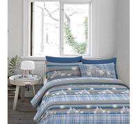 IlGruppone Passione Casa Copripiumino in Flanella Felpato Prodotto Italiano 100% Cotone di Flanella Sacco e Federe(Matrimoniale, SvPecorelle Blu)