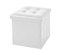IlGruppone Passione Casa Pouf Contenitore in 2 Misure Medio 38x38 - Grande 50x50 Quadrato Portaoggetti in Ecopelle Poggiapiedi Salotto Sgabello Pouff Camera Design con Coperchio - Bianco - 38x38x38