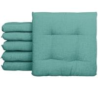 IlGruppone Passione Casa Set 4/6 Cuscini Sedia con Lacci 4 Punti Cucina Imbottiti Spessore 6 Cm Prodotto Italiano 40 x 40 in Cotone Tinta Unita - Tiffany - 6 Pezzi