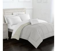 IlGruppone Passione Casa Trapunta Invernale Piumino Tinta Unita Double Face Caldo Piumone Bicolore Imbottitura Coperta Anallergica Traspirante(Panna-Tortora,Matrimoniale)