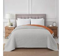 IlGruppone Passione Casa Trapuntino Coperta Primaverile Bicolore Trapunta Anallergica Piumino Mezza Stagione Antiacaro Colorato Tinta Unita Microfibra Duck Friendly (Rust/Grigio, Matrimoniale)