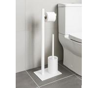 IlGruppone Piantana Portarotolo Cartaigienica Scopino Water Incluso Accessori WC Spazzolino Bagno Porta Rotoli Antiruggine umidità Accessori Moderni Bagno - Bianco