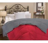 IlGruppone Piumino invernale in Piuma d'Oca 90/10 Double Face piumone caldo trapuntato trapunta in 5 colori 300 gr/mq Inverno - Rosso/Grigio - Una piazza e mezza