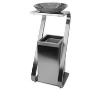 IlGruppone Posacenere 2 in 1 da Terra Professionale Elegante Interno Esterno con Secchio Cestino Gettacarte Spazzatura Realizzati in Acciaio Marmo Acciaio- Modello Ash