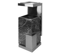 IlGruppone Posacenere 2 in 1 da Terra Professionale Elegante Interno Esterno con Secchio Cestino Gettacarte Spazzatura Realizzati in Acciaio Marmo Acciaio- Modello Fume
