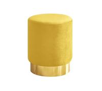 IlGruppone Pouf Cilindro Poggiapiedi Camera Design Pouff Cameretta con Base Dorata Salotto in Velluto Sgabello - Senape