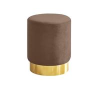 IlGruppone Pouf Cilindro Poggiapiedi Camera Design Pouff Cameretta con Base Dorata Salotto in Velluto Sgabello - Beige (Tortora)
