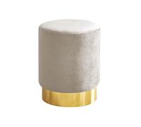 IlGruppone Pouf Cilindro Poggiapiedi Camera Design Pouff Cameretta con Base Dorata Salotto in Velluto Sgabello - Beige