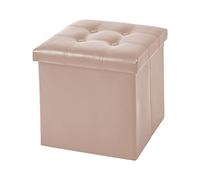 IlGruppone Pouf Contenitore in 2 Misure Medio 38x38 - Grande 50x50 Quadrato Portaoggetti in Ecopelle Poggiapiedi Salotto Sgabello Pouff Camera Design con Coperchio - Tortora - 50x50x50