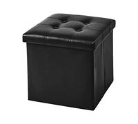 IlGruppone Pouf Contenitore in 2 Misure Medio 38x38 - Grande 50x50 Quadrato Portaoggetti in Ecopelle Poggiapiedi Salotto Sgabello Pouff Camera Design con Coperchio - Nero - 38x38x38