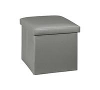 IlGruppone Pouf Contenitore Quadrato Portaoggetti in Ecopelle Poggiapiedi Salotto Sgabello Pouff Camera Design con Coperchio MOD Liam - Grigio