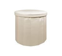 IlGruppone Pouf Contenitore Rotondo Portaoggetti in Ecopelle Poggiapiedi Salotto Sgabello Pouff Camera Design con Coperchio - Tortora