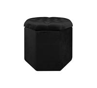 IlGruppone Pouf Ottagonale Contenitore Poggiapiedi Salotto in Velluto Sgabello Camera Design Pouff Poltroncina Cameretta - Nero