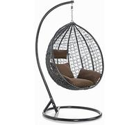 IlGruppone Sedia a Dondolo Poltrona Pensile Sospesa in Rattan per Interno ed Esterno Ovetto Modello Elettra Nido Uovo AutoPortante Completa di Struttura in Acciaio e Cuscini Sfoderabili