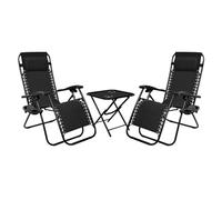 IlGruppone Sedia A Gravità Zero Sdraio Reclinabile Pieghevole Con Poggiatesta Poltrona Casa Terrazzo Giardino Struttura In Acciaio - Set Nero4