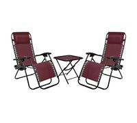 IlGruppone Sedia A Gravità Zero Sdraio Reclinabile Pieghevole Con Poggiatesta Poltrona Casa Terrazzo Giardino Struttura In Acciaio - Set Bordeaux3