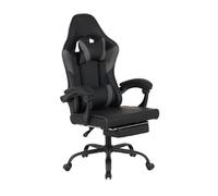 IlGruppone Sedia da Gaming Massaggiante,Sedia Gamer Con Poggiapiedi Telescopico,Reclinabile 90-135°,Poltrona da Gaming con Poggiatesta Cuscino Lombare,Sedie Da Ufficio,Portata 150kg - Grigio