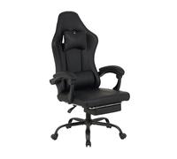 IlGruppone Sedia da Gaming Massaggiante,Sedia Gamer Con Poggiapiedi Telescopico,Reclinabile 90-135°,Poltrona da Gaming con Poggiatesta Cuscino Lombare,Sedie Da Ufficio,Portata 150kg - Nero