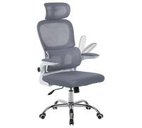 IlGruppone Sedia da Ufficio Professionale Ergonomica Rete Traspirante Supporto Lombare Adattivo Poltrona Direzionale Poggiatesta Regolabile Braccioli Ribaltabili Fino 150 kg - Grigio Chiaro