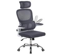 IlGruppone Sedia da Ufficio Professionale Ergonomica Rete Traspirante Supporto Lombare Adattivo Poltrona Direzionale Poggiatesta Regolabile Braccioli Ribaltabili Fino 150 kg - Grigio Scuro