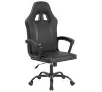IlGruppone Sedia Gaming Adulto Professionale Similpelle Reclinabile con Braccioli Poltrona Ufficio Regolabile in Altezza Pistone Gas Gamer Portata 150 kg - Nero