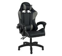 IlGruppone Sedia Gaming Professionale SimilPelle Reclinabile Con Braccioli Poltrona Ufficio Regolabile in Altezza Pistone Gas,Cuscino Poggiatesta E Lombare Gamer -Grigio